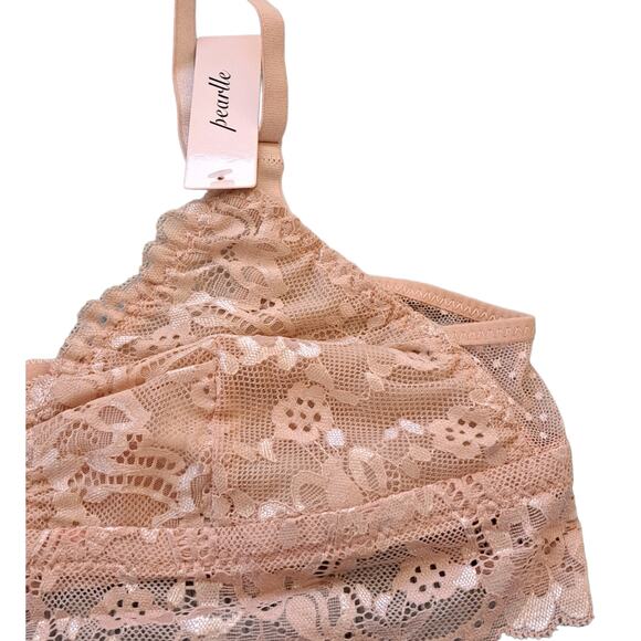 NWT Pearlle Beige Solid Lace Underwire Bralette  Size Medium - Picture 5 of 7